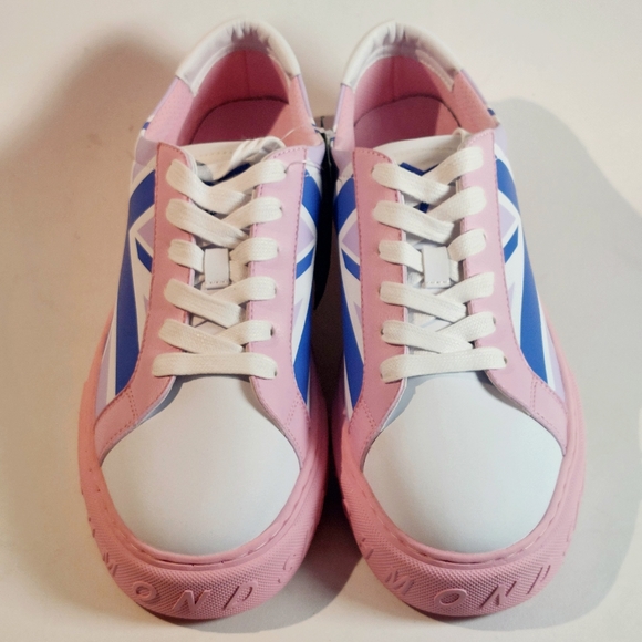 John Richmond pink & blue printed leather union jack sneakers, EU41, NWT, SS23 - Picture 3 of 10